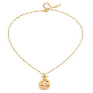 Collar con colgante de mariquita, diseño de insecto de cristal en tono dorado, joyería para uso diario - Product Image 5