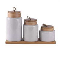 Faible MOQ, OEM personnalisé, étanche, pour la maison et la cuisine, lot de 3 pots à épices en céramique avec couvercles