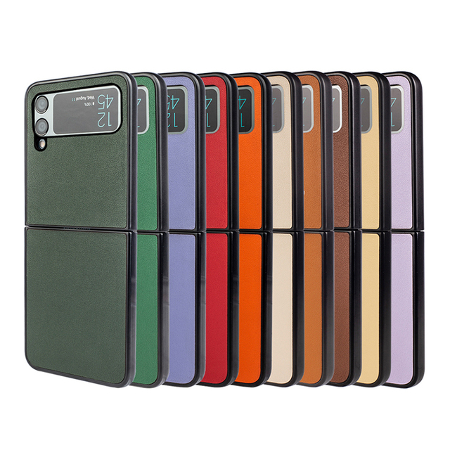 For Samsung Z Flip 4 Protective Cover Fold Leather Cell Phone Case for Z Flip 3 5 6 7
