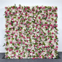 NINI Spécial Saint-Valentin Mur de fleurs artificielles en soie de 2,4 m fait main, écologique, rouge/couleurs personnalisées, pour décoration de mariage moderne