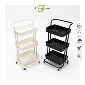 Carrito Rodante Moderno de Acero al Carbono Negro de 3 Niveles SB TECH con Ruedas y Asa para Cocina, Sala de Estar, Garaje y Ropa - Product Image 5