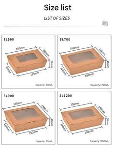 Boîtes alimentaires jetables en papier kraft avec fenêtre pour salades de fruits, riz frit et plats à emporter – Vente en gros et personnalisation - Product Image 3