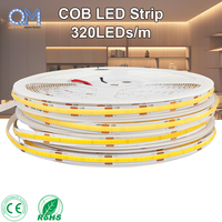 Bande lumineuse LED COB 24V, 320 LED/M, ruban adhésif flexible étanche pour plafond et ambiance de placard