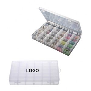 Boîte de rangement portable en plastique transparent personnalisée avec 36 compartiments, boîte à bijoux transparente en PP avec couvercle - Product Image 1