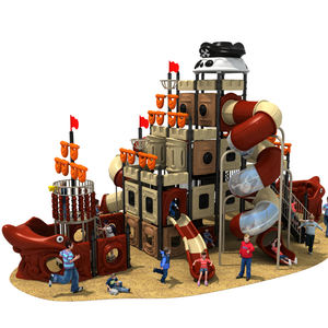 Новые многофункциональные комбинированные горки из стали и пластика серии «Пиратский корабль» на заказ от производителя для больших общественных школ - Product Image 4