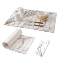 LIVING Lot de 2 tapis de séchage de vaisselle modernes en diatomite imprimée, pliables, rectangulaires, absorbants et antidérapants pour comptoir de cuisine