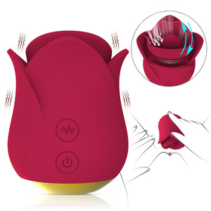 Mini-masseur clitoridien Rose Tulip, puissant vibrateur oral avec stimulateur clitoridien à léchage de langue et pinces à tétons pour femmes - Product Image 1
