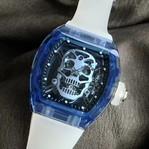 Montre squelette Hip Hop de créateur d'élite pour homme, forme tonneau, tourbillon automatique, cadran saphir, sport, étanche - Product Image 1