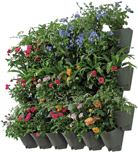 Landscape Mounted Stackable Gray Plastic Pockets Outdoor Garden Plant Vertical Wall Hanging Self Watering Planter Pots