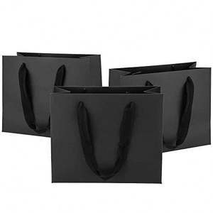 Sac en papier de luxe pour vêtements de marque, avec logo personnalisé, imprimé en gros, noir, pour bijoux, cadeaux, shopping, avec poignées - Product Image 5