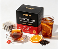 JAYHOO Zwarte Thee Zakjes, Hete of IJskoude Thee met Hoge Cafeïne, Sinaasappelschil Fruitmix, Pekoe Cut Zwarte Thee, 100 Thee Zakjes