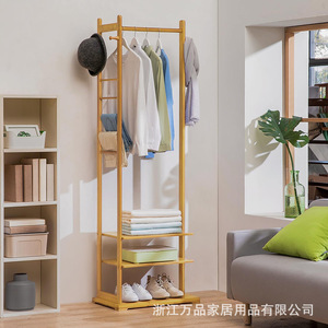 Perchero de bambú Nan, 57x36x176 cm, soporte de almacenamiento multifuncional para dormitorio, entrada, diseño escandinavo - Product Image 1