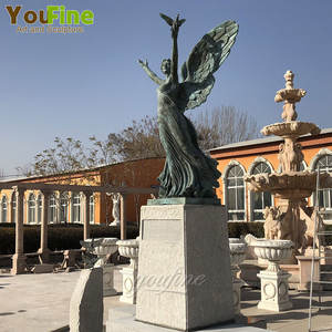 YOUFINE vida tamanho tradicional Bronze <span class=keywords><strong>Angel</strong></span> escultura segurando a estátua do pombo para a decoração exterior do jardim - Product Image 3
