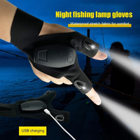 Gants LED rechargeables par USB, respirants, sans doigts, pour la pêche, la réparation, le camping, la course nocturne, la sécurité