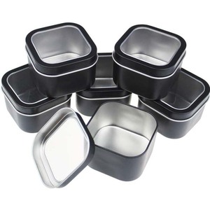 Bán buôn cấp thực phẩm kim loại vuông tinplate lưu trữ hộp thiếc với cửa sổ rõ ràng nắp trong suốt đồ ăn nhẹ đường thức ăn vật nuôi kẹo lưu trữ - Product Image 3