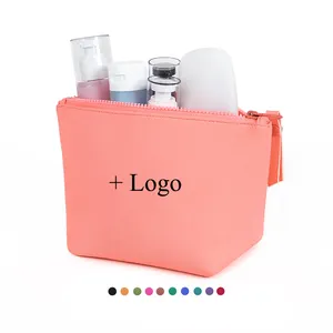 Personalizado grande de viaje impermeable maquillaje embrague belleza cuidado de la piel de almacenamiento organizador de cremallera de resina rosa de cosméticos bolsas y maletas