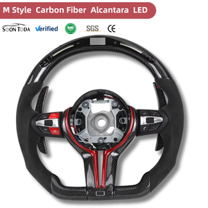 Volante OEM con Botón Rojo, Fibra de Carbono y Gamuza, con LED, para <span class=keywords><strong>BMW</strong></span> F01 F06 F10 F20 F21 F30 F32 F36 <span class=keywords><strong>M3</strong></span> F15 M5 F80 M4 F82 M2 F87 E70 E90 - Product Image 1