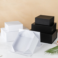 Boîte cadeau de luxe personnalisée avec logo, grand format, en carton rigide mat noir, pliable, vide, avec fermeture magnétique