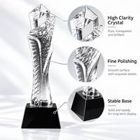 Trophée en cristal transparent personnalisé avec gravure, design torsadé, récompense d'entreprise