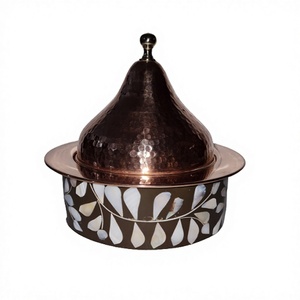 Antique Design Casserole Dish Copper And Wooden Hot Pot Exclusive Quality Food Serving Hot Pot For Home Hotel Use - Product Image 1
