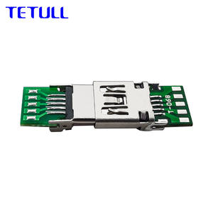 Connecteur <span class=keywords><strong>MINI</strong></span> <span class=keywords><strong>USB</strong></span> 10P Femelle Personnalisé en Usine, Type Sandwich avec PCB, Coque en Acier Inoxydable, 10 Points de Soudure - Product Image 3