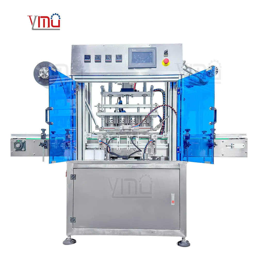 YIMU YMHS10 Máquina automática de selagem e selagem de filme de folha de alumínio para garrafas e baldes de quatro cabeças