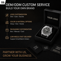 Montre mécanique automatique pour homme avec boîtier transparent personnalisé, verre saphir synthétique, bracelet en silicone étanche, montre de business, cadeau