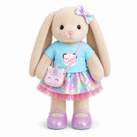 Peluche personnalisée en forme de lapin de 40 cm, tenue de poupée lapin, robe de poupée à paillettes OEM, accessoires en peluche EN71