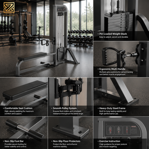 ZY Machine de Rame Assise Sélectée à Poids, Équipement de Gym Commercial à Charge par Broches, Appareil d'Entraînement Horizontal pour le Dos, Renforcement Musculaire - Product Image 2