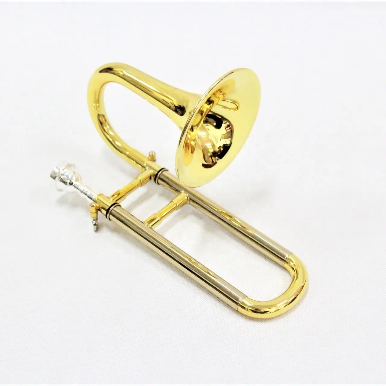 Chinese economical slide trumpet piccolo trombone for sale high quality trombone in stock gold lacquered Bb/A piccolo trombone