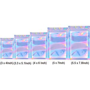 Confezione di caramelle olografiche da <span class=keywords><strong>3</strong></span>.5g borsa in Mylar con chiusura a Zip piccola borsa con cerniera personalizzata per alimenti trasparente stampa rotocalco riciclabile accetta - Product Image 2