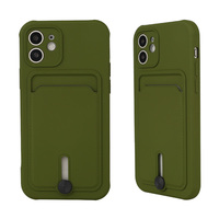 Casing Ponsel Tas Kartu TPU Tebal 2.0Mm, Casing Pelindung Ponsel Mini TPU Tebal untuk Iphone 13 12 11 Pro Max