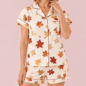 Pigiama Estivo da <span class=keywords><strong>Donna</strong></span> a Maniche Corte, Abbigliamento da Notte e Loungewear, Design all'Ingrosso, Camicia da Notte Stampata, Lingerie Sexy e Costumi - Product Image 4