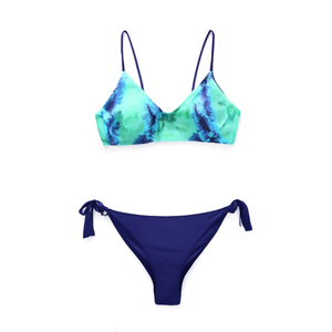 Costume da bagno due pezzi HDJ con top tie-dye e slip a tinta unita, taglie forti, controllo pancia, per la spiaggia, taglie 46 48 50 52 - Product Image 4