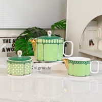 Ensemble Tasse et Soucoupe à Café Expresso Vert en Porcelaine Fine (Bone China) de Luxe, Écologique, Style Européen, Vente en Gros Direct Usine de Céramiques Exquises