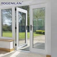 Puerta Corredera de Aluminio Ultra Estrecha para Exteriores Rogenilan, Puerta Francesa de Doble Hoja con Vidrio Templado y Aislamiento Energético