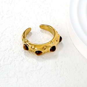 แหวนมรกตตาแมวทรงเหลี่ยมแบบไม่สมมาตรสำหรับผู้หญิง เครื่องประดับแฟชั่นสำหรับงานปาร์ตี้ - Product Image 4