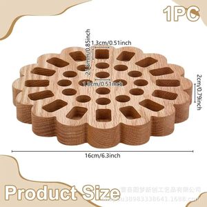 Cross-border wooden crayon holder, round pencil stand, <b>drawing</b> storage base, <b>office</b> desk, art makeup brush display rack - Product Image 4