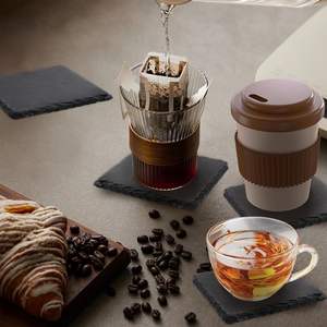 Posavasos Cuadrados de Pizarra Negra Modernos y Ecológicos, Personalizables con Grabado e Impresión UV, Directo de Fábrica - Product Image 2