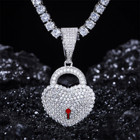 Dropshipping Bling Party Hiphop Bijoux Femmes Hommes Argent Sterling 925 Plaqué Or VVS Moissanite Collier Pendentif Coeur Glacé