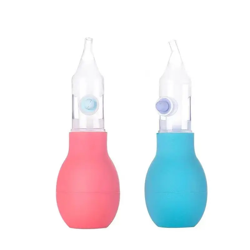 Aspirador nasal de silicone para bebês, tipo bomba de silicone com logotipo personalizado, limpador de muco nasal, tipo neonatal, anti-refluxo, aspirador nasal para bebês