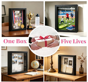 Vitrines magnétiques à ouverture frontale HOUSE DAY 11x14 pour photos ou objets 3D, à poser sur table ou à fixer au mur - Product Image 6