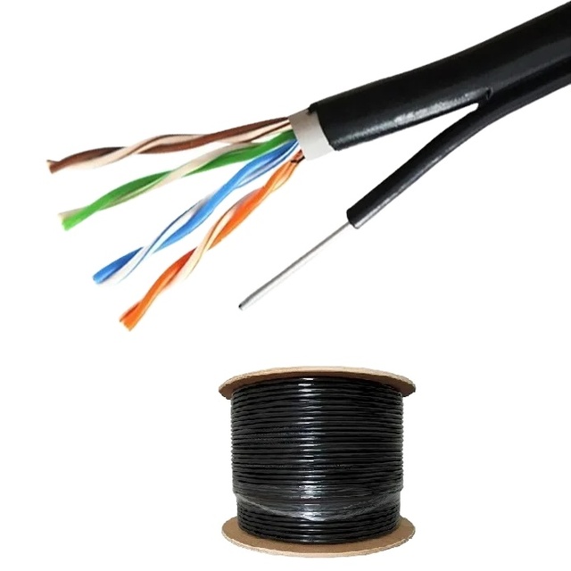 Outdoor Siamese LAN Cable with Power 2PR 4PR Cat5e/Cat6 UTP FTP Network + 2 Core Power Cable for CCTV Camera Systems 23AWG 24AWG