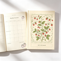 Agenda personnalisé à la fraise 2027, couverture rigide, journal de vie A5, carnet de notes imprimé sur mesure, cadeau