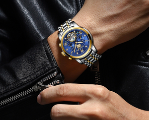POEDAGAR 1408 Nouvelle montre mécanique de luxe à tourbillon pour homme, en acier inoxydable, étanche, lumineuse, avec calendrier, montre tendance pour homme - Product Image 4