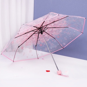Paraguas Transparente con Diseño de Flores de Cerezo Japonés, Apto para Chicas, con Varillas de Hierro y Diseño Moderno - Product Image 6