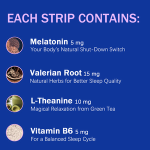 Uyku Destekleyici Ağızdan Alınan Şeritler Melatonin L-Teanin GABA B6 Vegan Besin Takviyesi Stokta Mevcut Ücretsiz Numune - Product Image 4