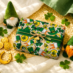 Original exquisite green kraft <b>paper</b> <b>packaging</b> <b>paper</b> for St. Patrick's Day - Product Image 5
