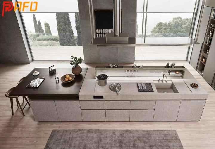 REFOR高端定制豪华低饱和厨房家具智能厨柜带岛