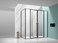 Paroi de douche fixe ultra-étroite minimaliste en verre trempé de sécurité et alliage d'aluminium